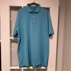 Holderness & Bourne The Walker Polo Blue Striped Tailored Fit Shirt XL Milk Logo